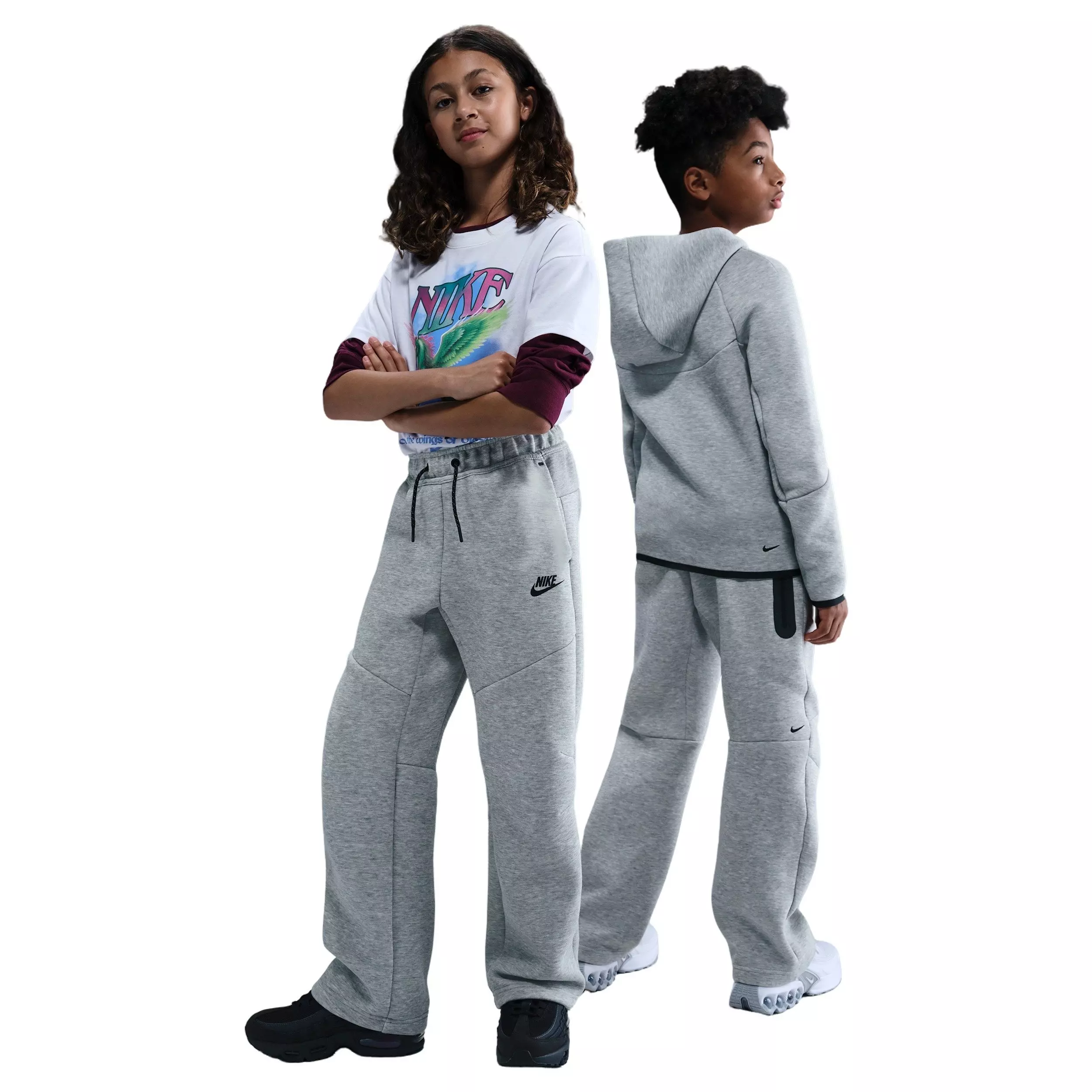 Nike Big Kids' Sportswear Tech Fleece Open-Hem Pants - Grey